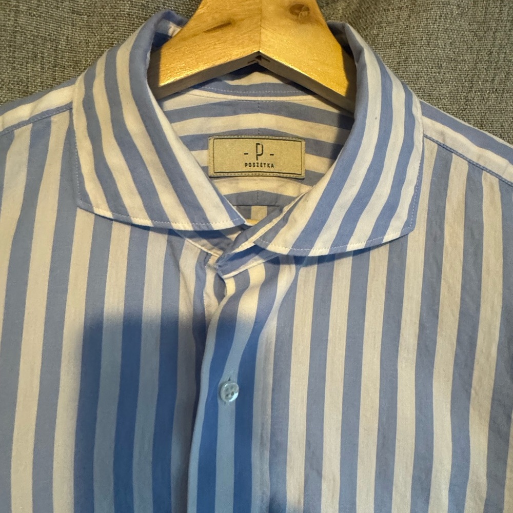 POSZETKA Classic Striped Button-Down Shirt / 16 / Large - Picture 4 of 5